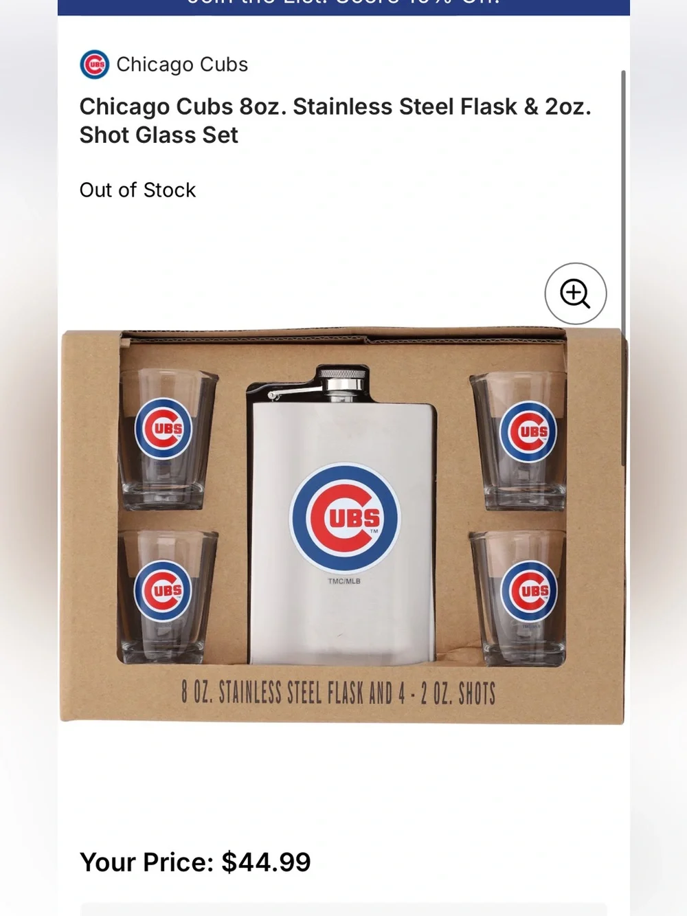 *NEW* Chicago Cubs 8oz. Stainless Steel Flask & 2oz. Shot Glass Set